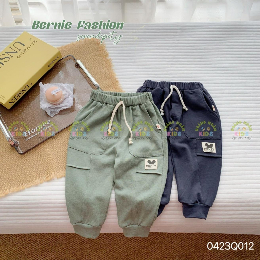 Quần dài da cá túi hộp cho bé trai, quần thu đông da cá phối túi cá tính cho bé