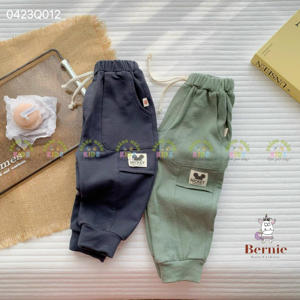 Quần dài da cá túi hộp cho bé trai, quần thu đông da cá phối túi cá tính cho bé