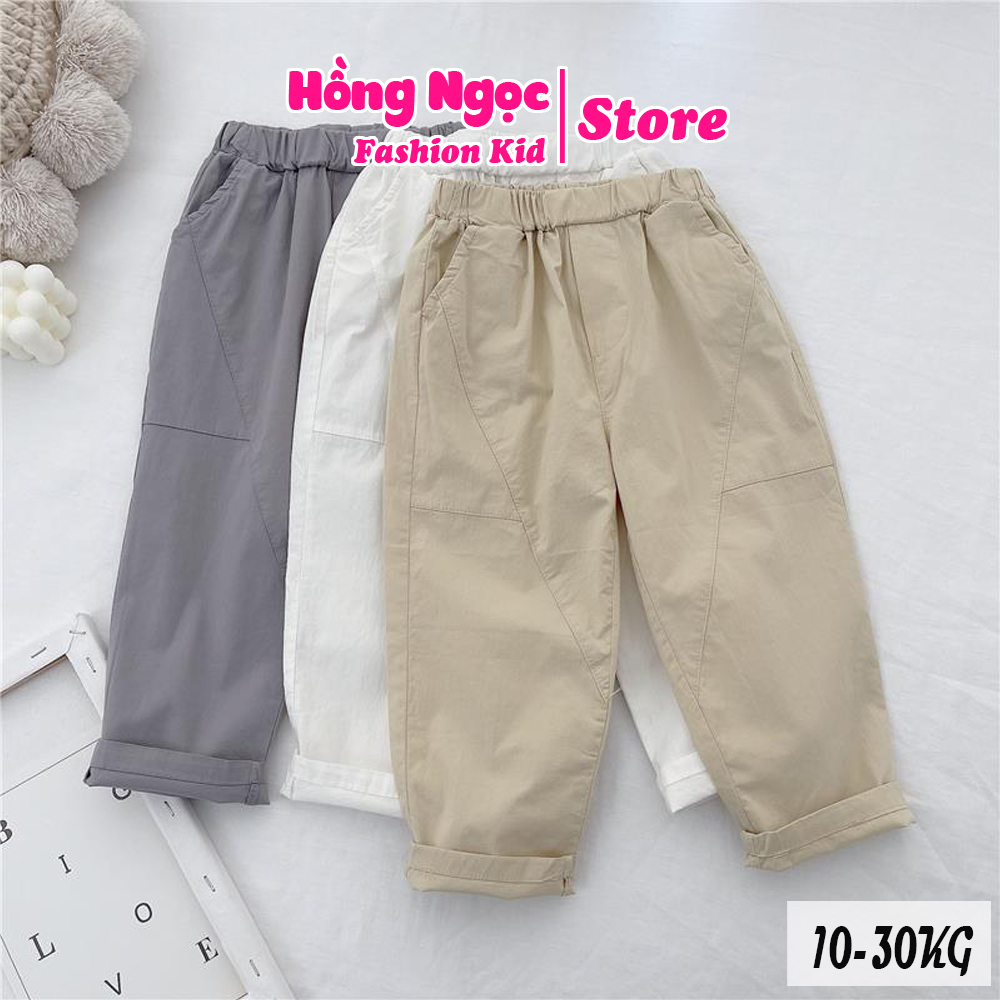 Quần dài bé trai, Quần gió bé trai mặt vải kaki ống xuông cho bé 10-30kg HNK2351