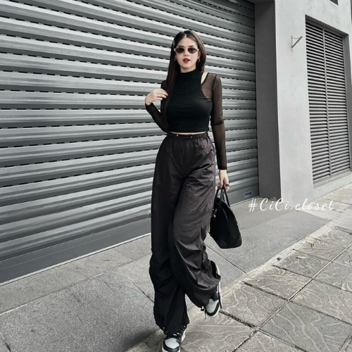Áo thun lưới xuyên thấu dài tay,áo lưới nữ tay dài mix áo thun ba lỗ ôm body phong cách sexy,cá tính