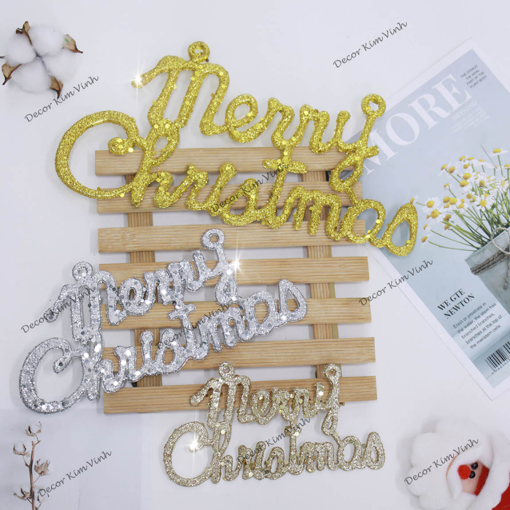 Chữ Merry Christmas Nhũ Hạt To Nhỏ CH02 Phụ Kiện Trang Trí Giáng Sinh