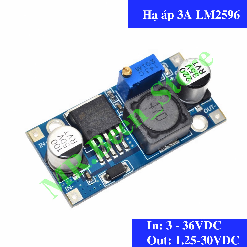 Mạch Hạ Áp Buck DC-DC LM2596 ADJ 3A ( Vào 3.2-36VDC Ra 1.25-32VDC ), Module buck converter, hạ áp 3A