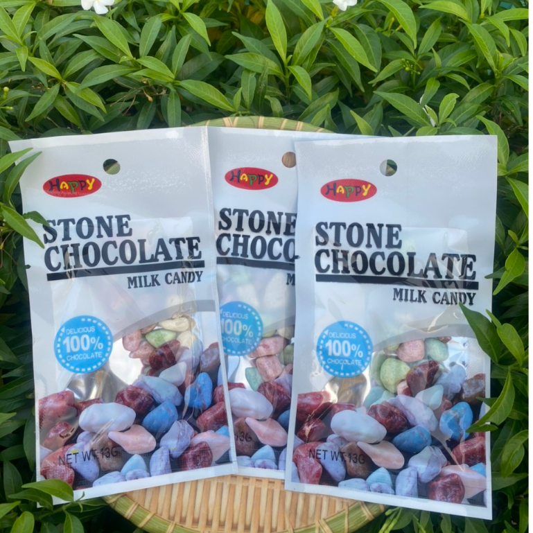 30 Gói Kẹo Sỏi Đá Socola Sữa, Kẹo Nhai Viên Sỏi Đá Sắc Màu