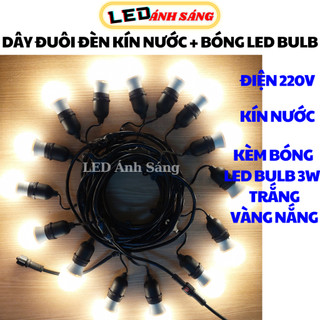 Combo dây đuôi đèn kèm bóng led bulb 3w trắng - vàng nắng
