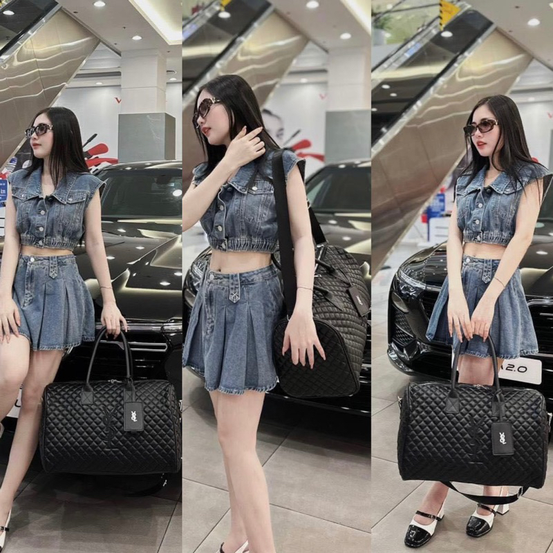 Túi du lịch i ét eo thêu logo tag treo hàng cao cấp size 30x50cm