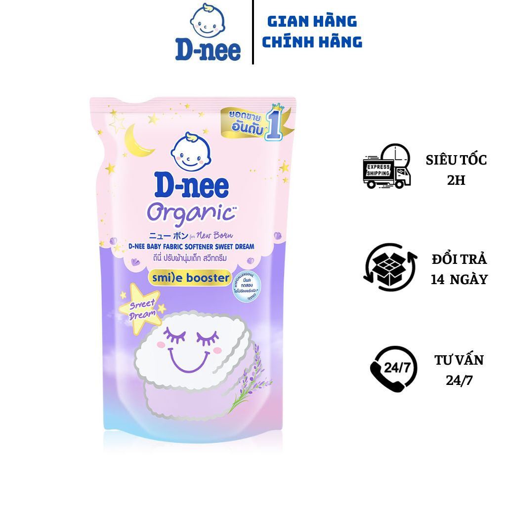 ComBo 3 Túi Nước xả vải Dnee Thái Lan Túi 550ml làm mềm vải nhiều mùi hương cho bé