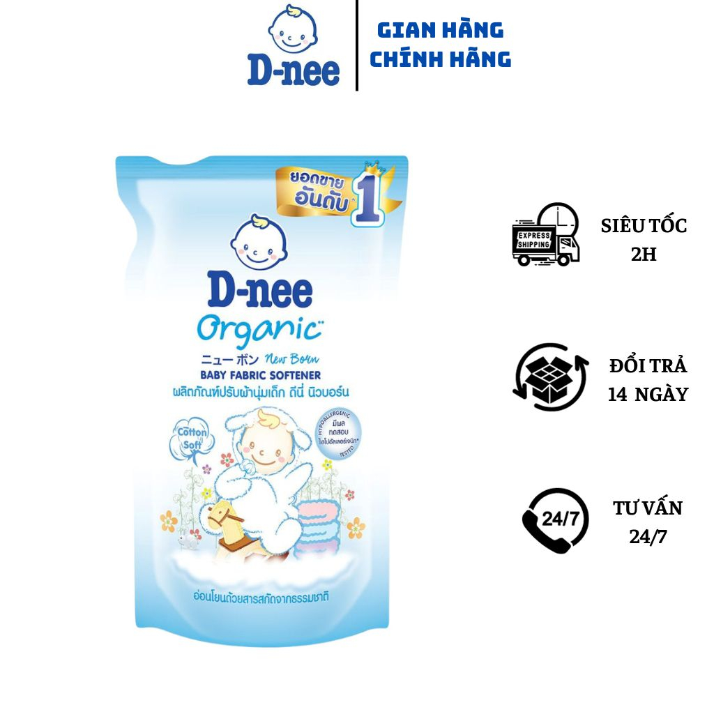 ComBo 3 Túi Nước xả vải Dnee Thái Lan Túi 550ml làm mềm vải nhiều mùi hương cho bé