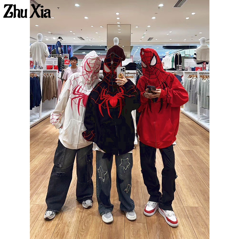 Áo Hoodie zip có mũ chất liệu nỉ bông in họa tiết người nhện , áo nỉ mũ người nhện hoodie unisex boy phố cực chất