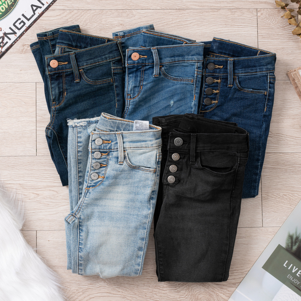 Quần jean dài cho bé gái size từ 15kg đến 55kg form dáng skinny, chất jean co giãn mềm mịn thoải mái