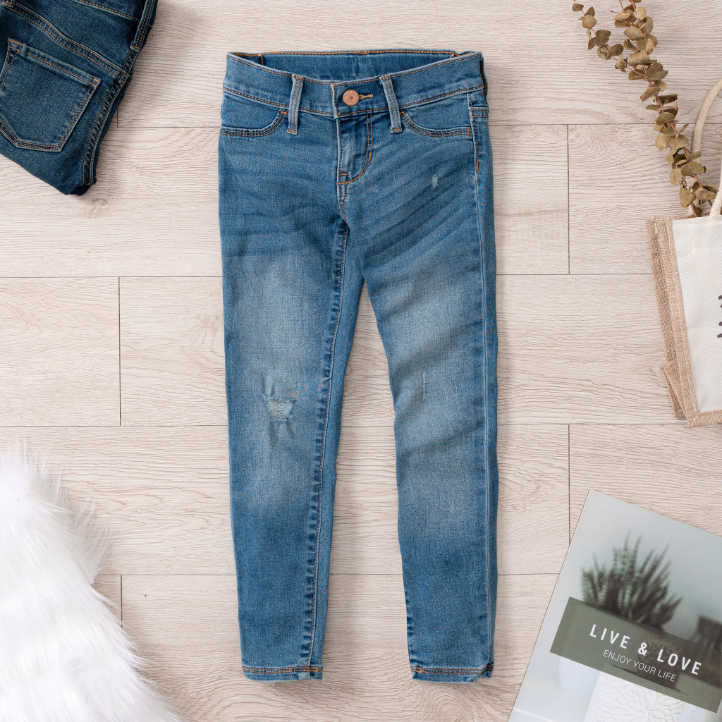 Quần jean dài cho bé gái size từ 15kg đến 55kg form dáng skinny, chất jean co giãn mềm mịn thoải mái