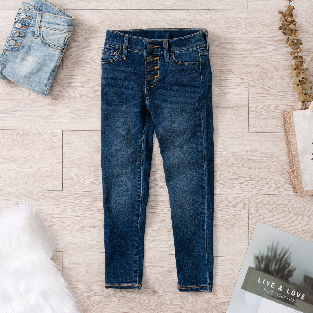 Quần jean dài cho bé gái size từ 15kg đến 55kg form dáng skinny, chất jean co giãn mềm mịn thoải mái