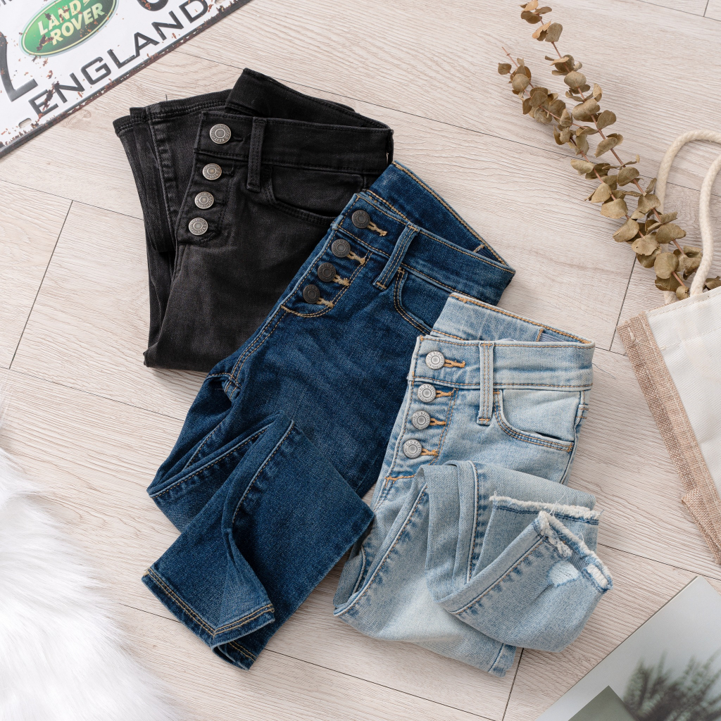 Quần jean dài bé gái từ 15kg đến 55kg form dáng skinny, chất jean co giãn thoải mái