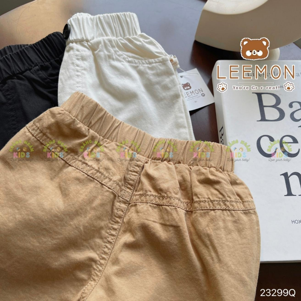 Quần kaki trơn màu bé trai, quần dài kaki mềm cho bé Leemon