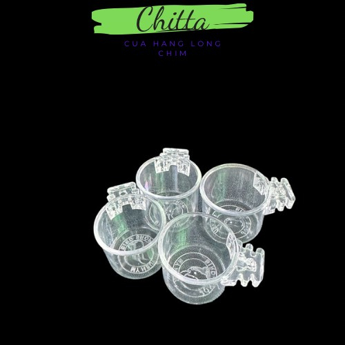 Cóng khuyên sơn ca tầu nhựa cứng trong suốt có 2 nấc tai cài chất liệu mica cho lồng chim