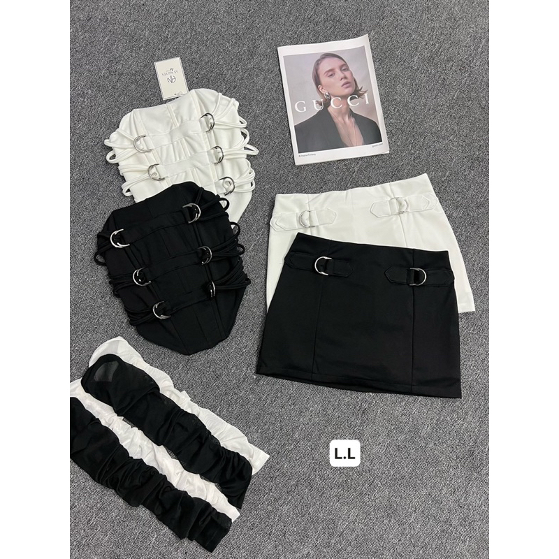 Set Áo Cúp Phối Chân Váy Kèm Gang Tay Rời Chất Umi Phối Lưới