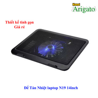 Đế tản nhiệt laptop N19 / N191, Quạt tản nhiệt laptop 14inch, 1 Quạt cỡ lớn tản nhiệt đều