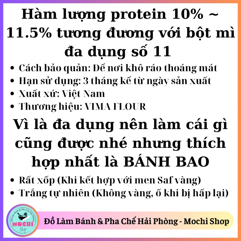 Bột mì 3 Bông Hồng Xanh đa dụng số 11, bột mì chuyên làm bánh bao 1kg