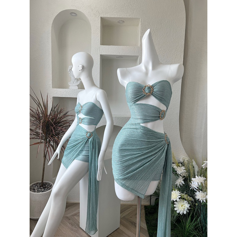 ĐẦM QUÂY BODY NHŨ KHOÁ TRÒN CUT OUT SEXY DỰ TIỆC