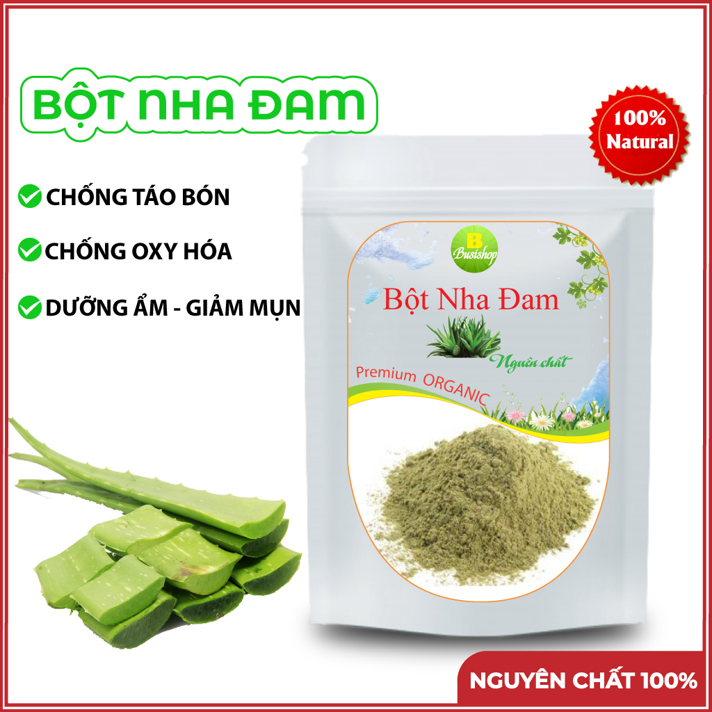 Bột nha đam nguyên chất 100g - Ngừa Táo Bón, Giải Độc Gan, Trắng Da, Hết Mụn Mờ Thâm