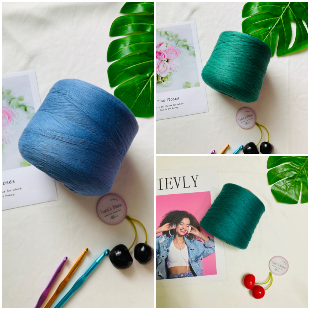 Yarn - Sợi 100% Cotton_Hàng Ý - Sợi chập  - Mền bóng nhẹ - Móc áo váy áo dài - Sợi mùa hè