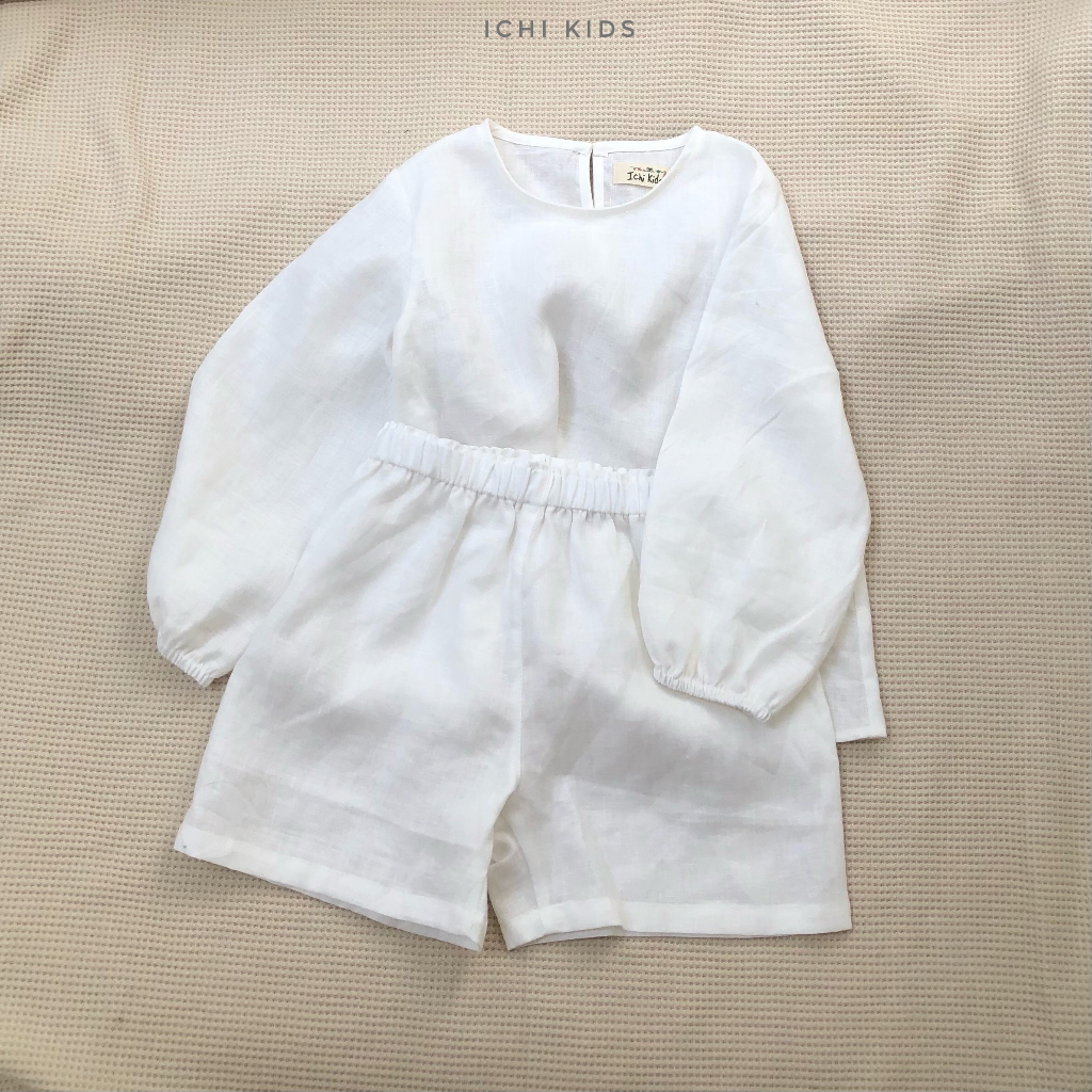 Set áo dài tay linen premium cho bé 1-6y