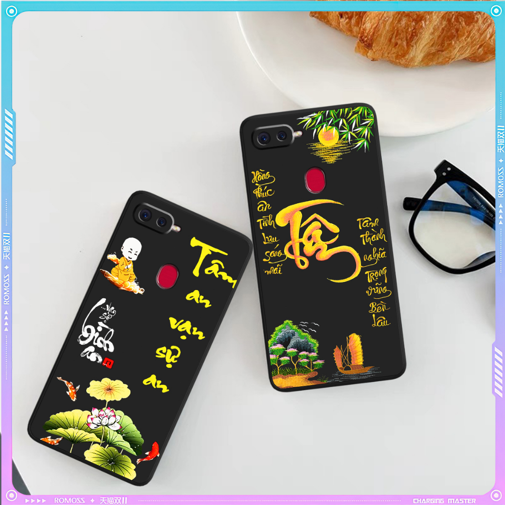 Oppo A5s / A7 / F9 / A12 / A7 Cạnh Vuông Bảo Vệ Cam /thư pháp, tài lộc, may mắn