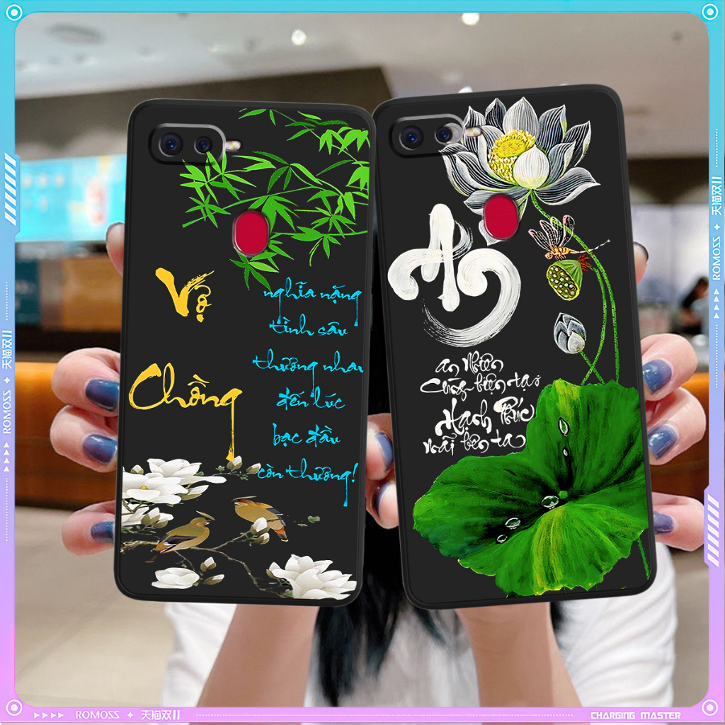 Oppo A5s / A7 / F9 / A12 / A7 Cạnh Vuông Bảo Vệ Cam /thư pháp, tài lộc, may mắn