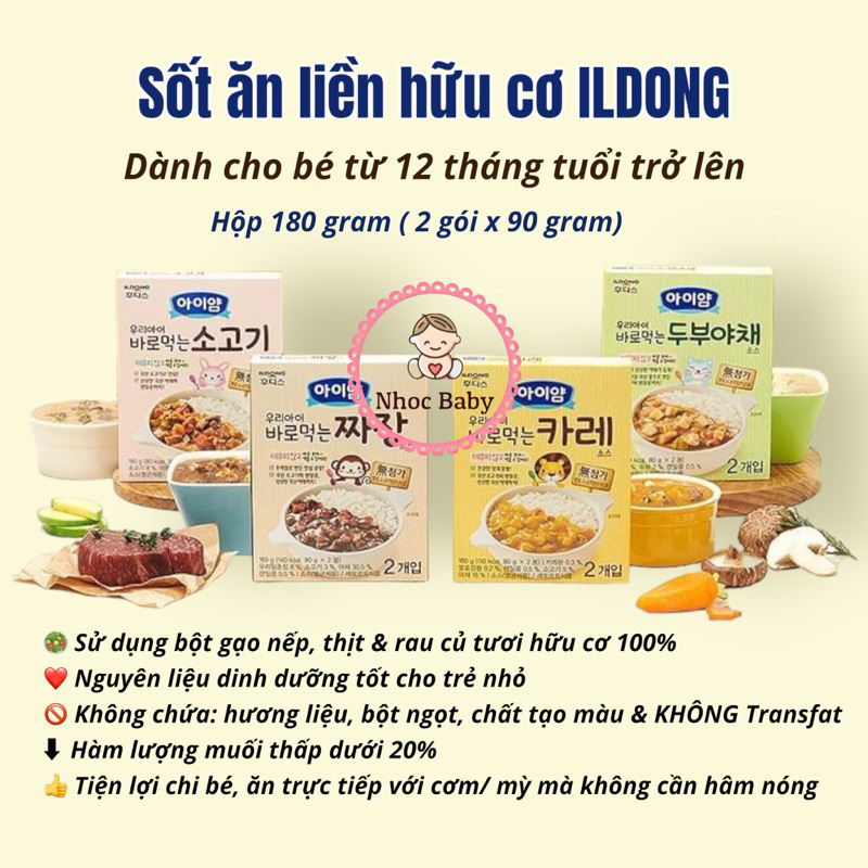 Sốt ăn liền trộn cơm mì hữu cơ ILDong Bebecook cho bé ăn dặm từ 12m+