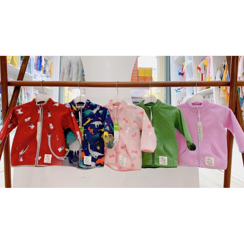 Áo khoác kéo khoá vải nỉ lông 2 mặt ấm áp cho bé 1-5 tuổi chính hãng lullaby