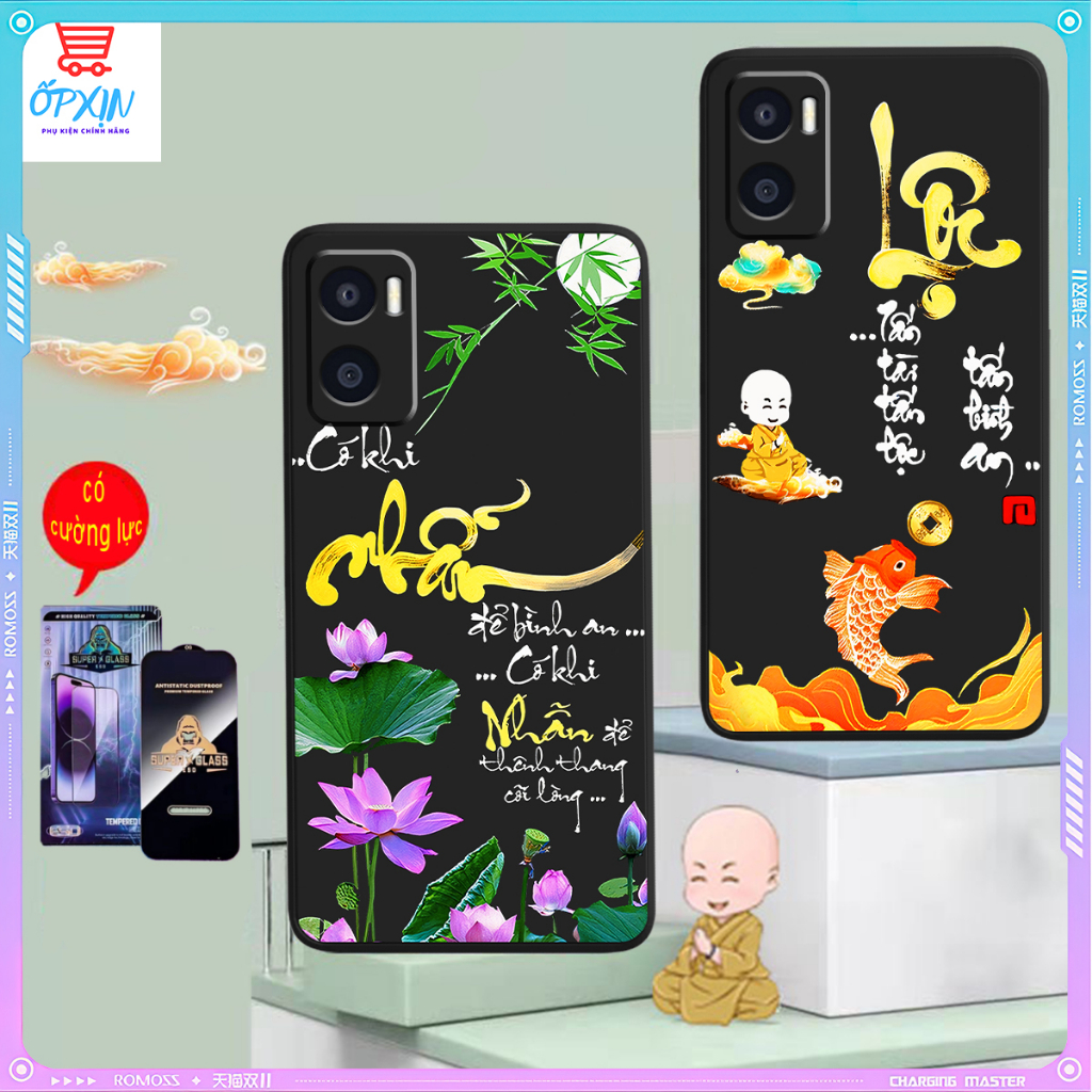 ( Ốp Xịn ) Oppo A76 / A36 / A57 2022 4G/5G Cạnh Vuông Bảo Vệ Cam /thư pháp, tài lộc, may mắn