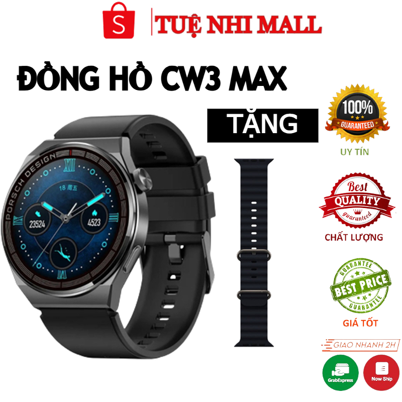 Đồng Hồ Thông Minh CW3 Max( MD3 Max), Đồng Hồ Thông Minh Mặt Tròn Nam Nữ 2023, Tặng Dây Da Đi Kèm. Thiết Kế Cực Đẹp