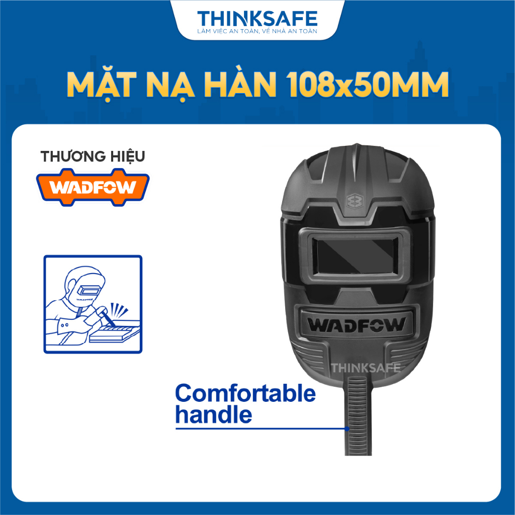 Mặt nạ hàn Wadfow WWH1301 kích thước 108x50mm chất liệu nhựa dẻo PP tay cầm thoải mái an toàn khi sử dụng - Thinksafe