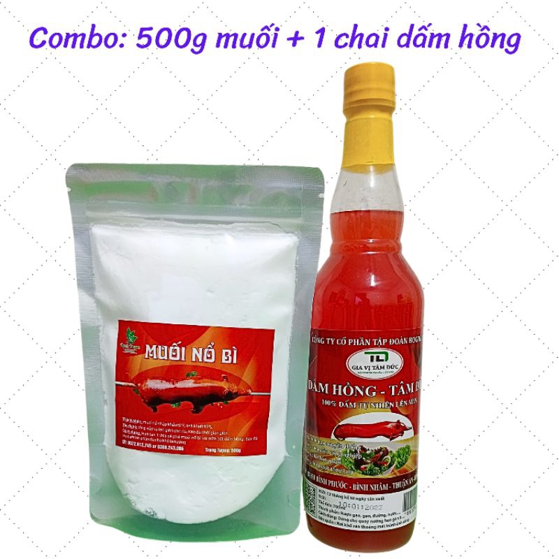 Combo: 500g muối nổ bì và 1 chai dấm hồng (tạo xốp và tăng độ giòn cho da)