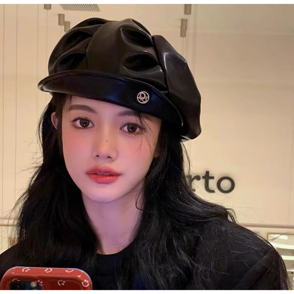 Mũ beret xếp li Bewon Mũ nồi da phong cách Hàn Quốc Mũ họa sĩ Phụ kiện thời trang