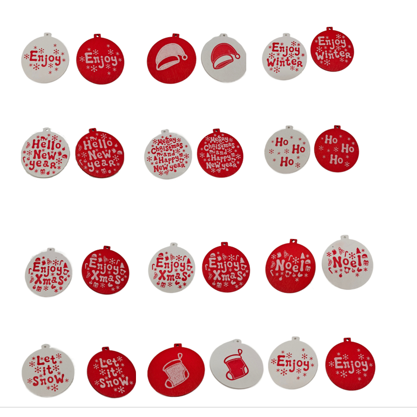 Set 10 tag gỗ tròn sơn chữ GT27 Trang Trí Noel Giáng Sinh