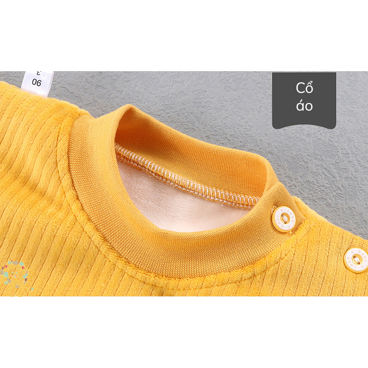 Bộ nỉ bông cho bé trai bộ quần áo nỉ bên trong lót lông cho bé dài tay chất nỉ nhung siêu ấm 2023