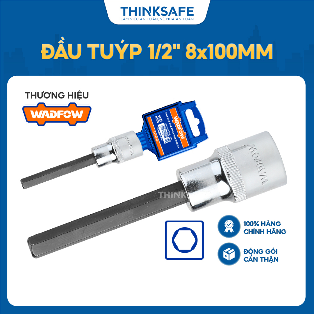 Đầu tuýp 1/2 inch ra đầu vít lục giác dài 8x100mm Wadfow WSC5205 dụng cụ cầm tay chính hãng tiện ích - Thínksafe