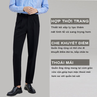 Quần Âu Baggy Nam KXL Tăng Chỉnh Cạp Di Chuyển Vòng Bụng Chất Đẹp Ống Suôn Thời Trang Trẻ Trung Cao Cấp