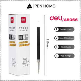  Ruột bút gel đầu ngòi ST Deli A5066 V77  Set 20 ngòi  dùng thay thế cho bút A623 S60-ST 