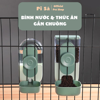 Bình thức ăn hạt và bình nước gắn chuồng cho chó mèo thỏ | Bình nước uống treo chuồng cỡ lớn cung cấp thức ăn tự động