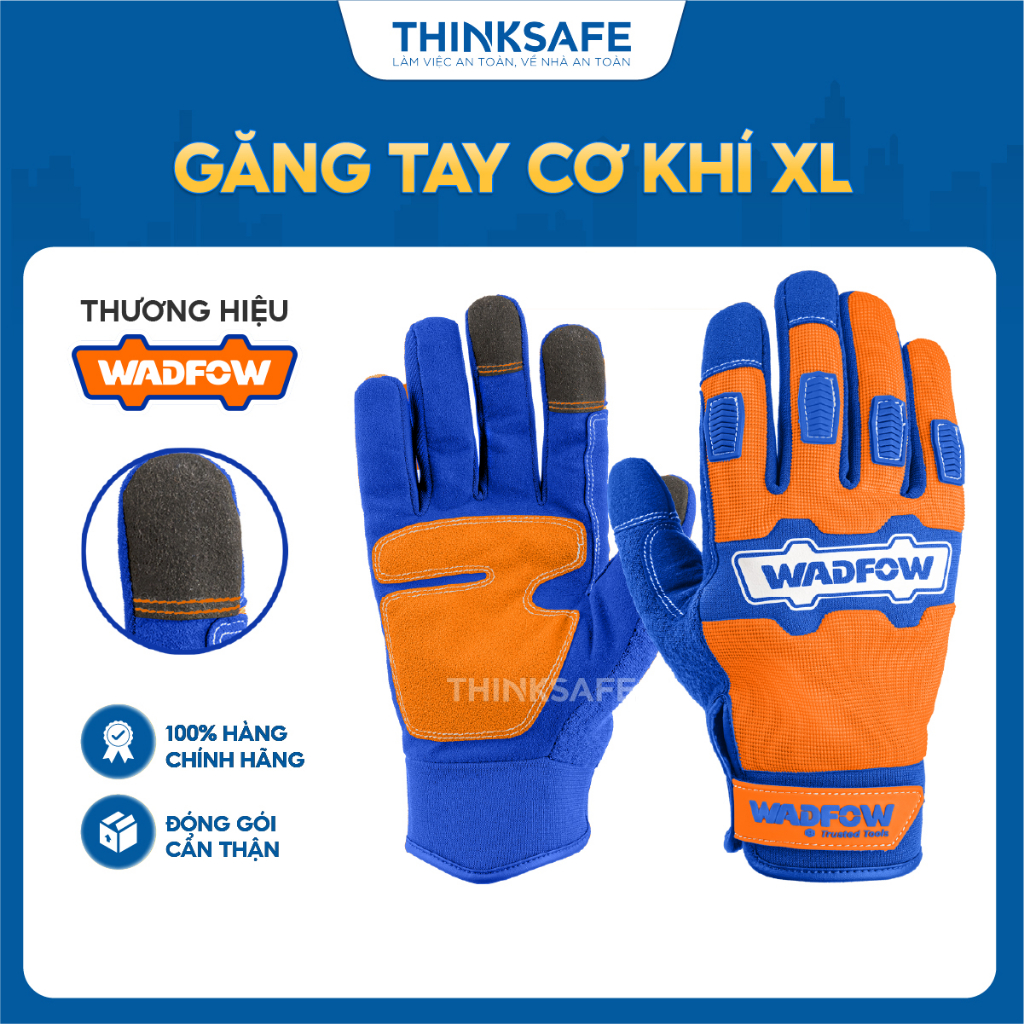 Găng tay cơ khí XL Wadfow WMG1E03 3 ngón chạm cảm ứng bằng lưới vi sợi độ bền cao chống mài mòn cực độ - Thinksafe