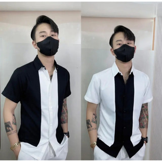 Áo sơ mi nam tay ngắn chất liệu ĐŨI cao cấp thiết kế chữ I.CON cá tính sang trọng giá rẻ DK_FASHION