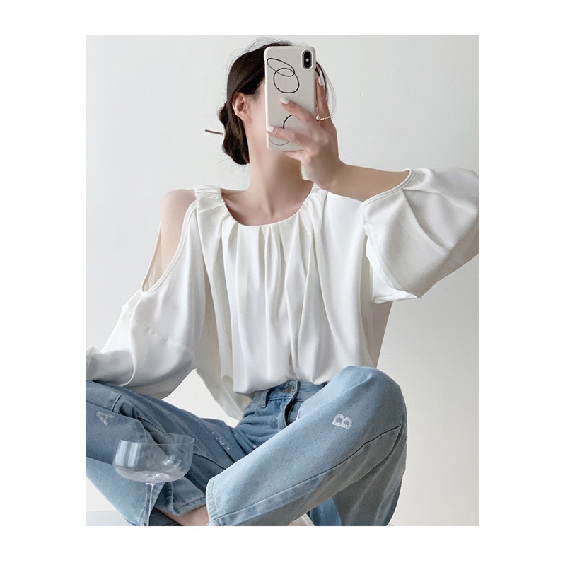 Áo sơ mi ulzzang cổ tròn khoét vai