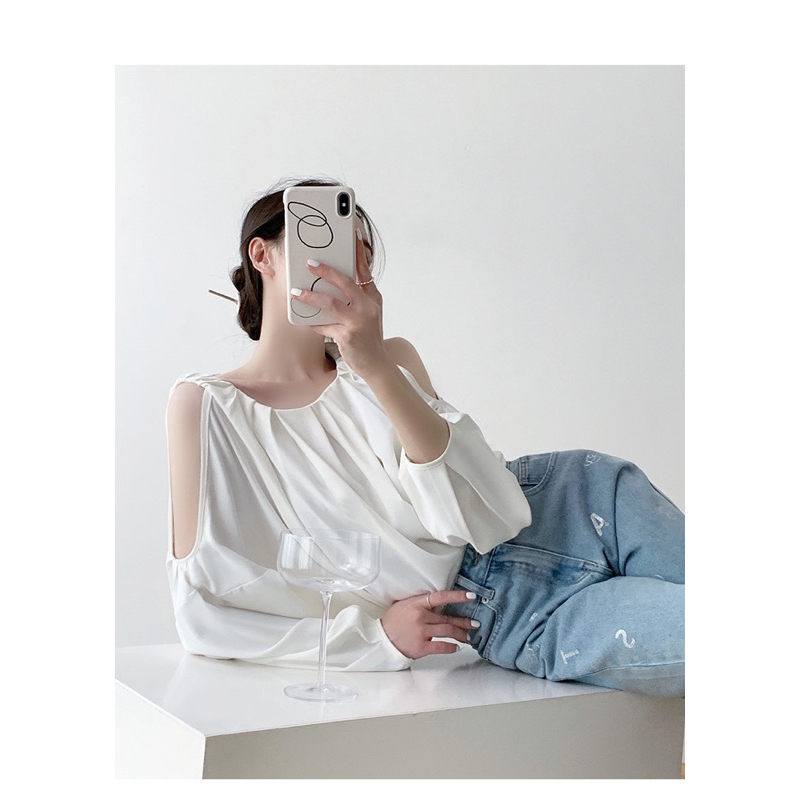 Áo sơ mi ulzzang cổ tròn khoét vai