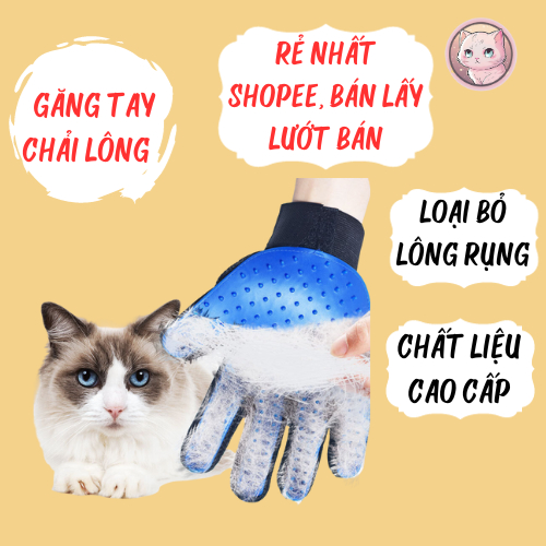 Găng Tay chải Lông Rụng Cho Chó Mèo, găng tay loại bỏ lông mèo