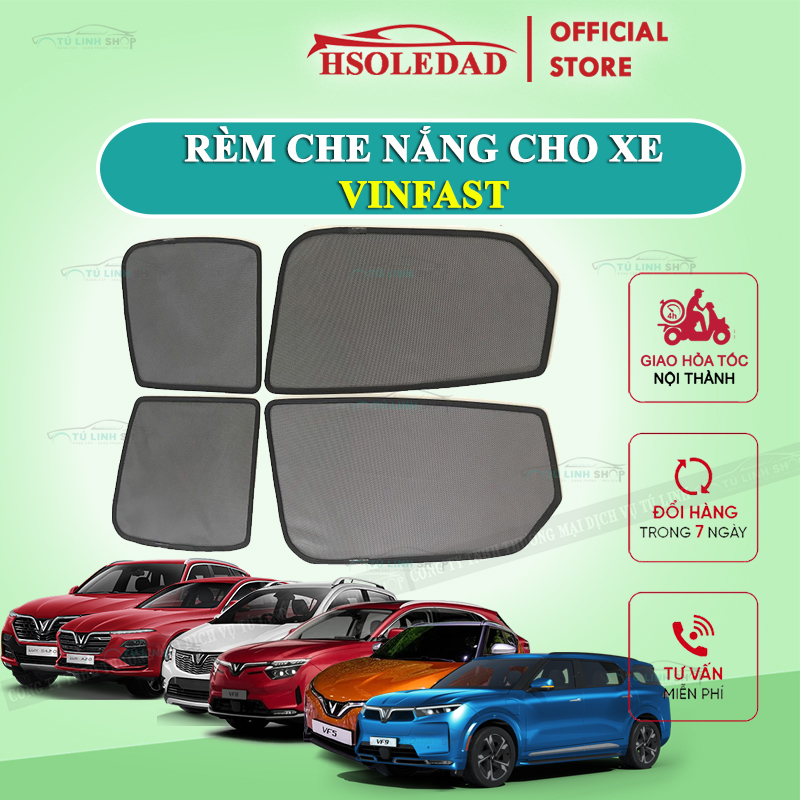 Rèm che nắng nam châm cho Vinfast Fadil, VF E34, VF5, VF8, VF9, Lux A, Lux SA, bộ 4 tấm cho 4 cửa, vừa khít kính