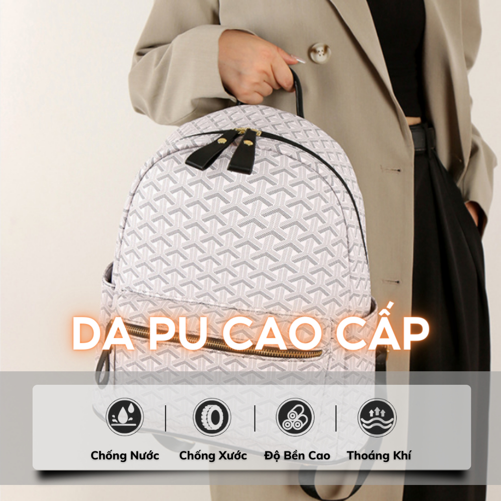 Balo Da Đi Học IBAG Balô Da Thời Trang Nam Nữ Cặp Da Pu Cao Cấp Ba Lô Da Cặp Đi Học Ulzzang Balo Đựng Laptop 14 Inh