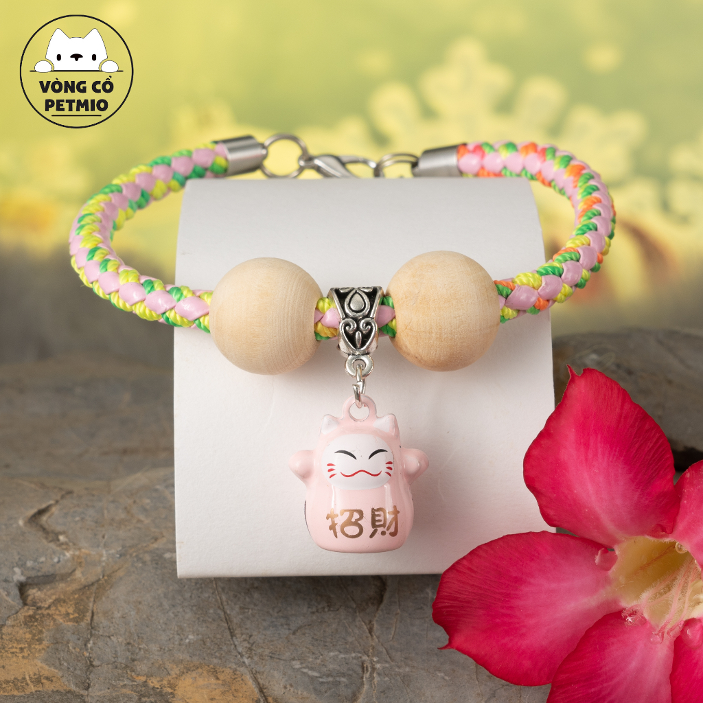 Vòng cổ cho mèo, vòng cho Chó Mèo,mã petmio gỗ đơn,vòng handmade Shop Tự Thiết kế cute cao cấp,có chuông,không sợ nước