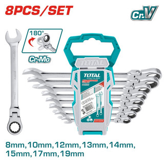   at8  Bộ cờ Lê vòng miệng tự động và lắc léo TOTAL THT102RK586. T4 548699 