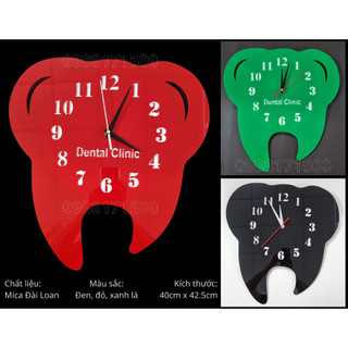 Đồng hồ hình răng bằng mica - Đồng hồ nha khoa kích thước 40x42.5 cm